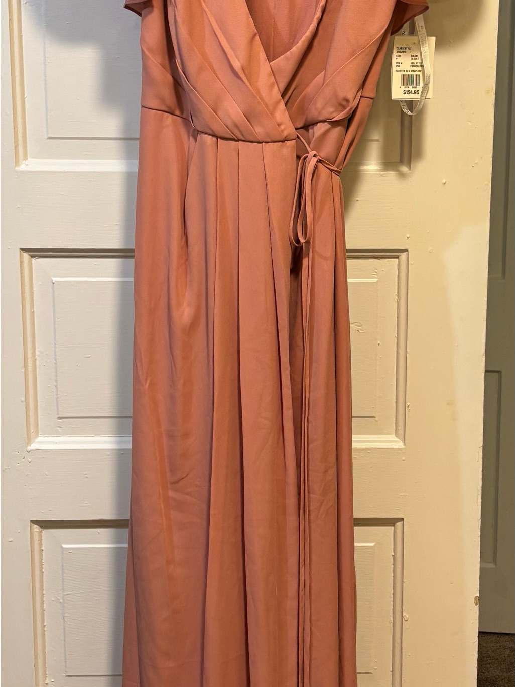 Surplice Wrap Maxi Dress In Dusty Rose